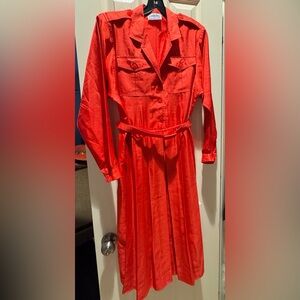 Leslie Fay Vibrant Orange shirt Dress